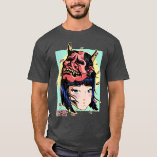 T-shirt Hannya Noh Anime Japonais Demon Mask Culture Tradi