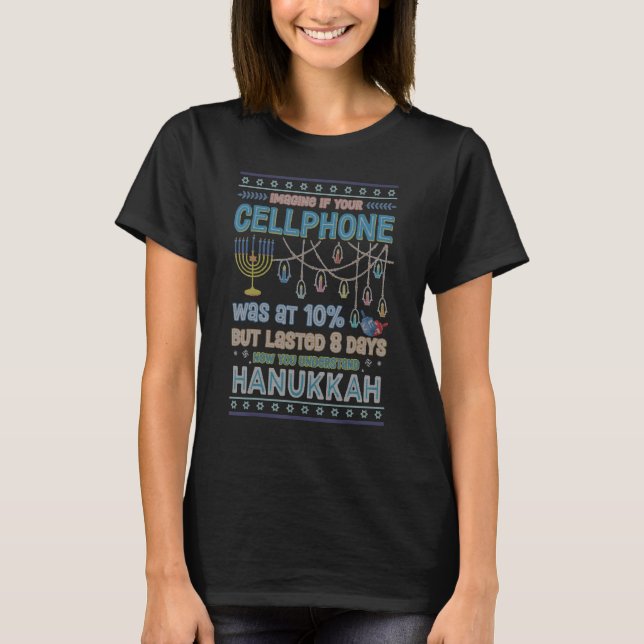 T-shirt Hanoukka Cite Dire Batterie De Téléphone Cellulair (Devant)