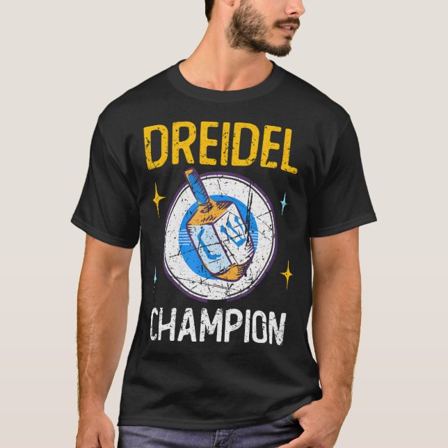 T-shirt Hanoukka Dreidel Champion Juif tournoi Top (Devant)