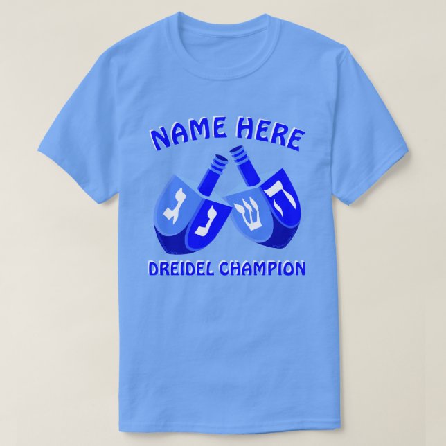 T-shirt Hanoukka Dreidels dans le champion mignon bleu de (Design devant)