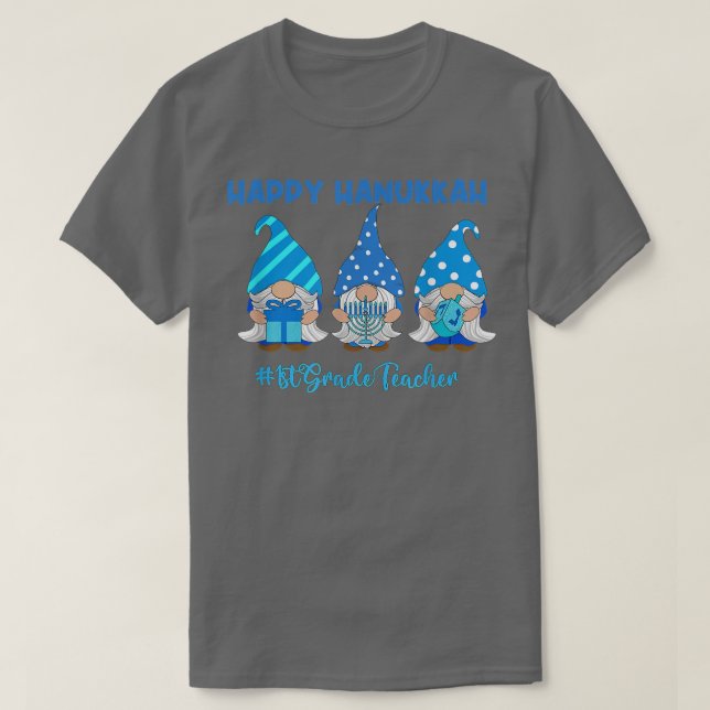 T-shirt Hanoukka Enseignant de 1ère année Gnome Chanukkah  (Design devant)