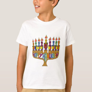 T-shirt Hanoukka heureux et juive Dreidel Menorah