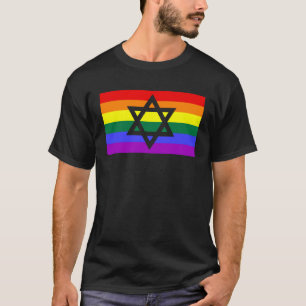 T-shirt Hanoukka juive en hébreu Menorah Gay pride LGBTQ F