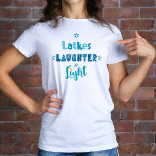 T-shirt Hanoukka Latkes Rire Lumière Typographie moderne