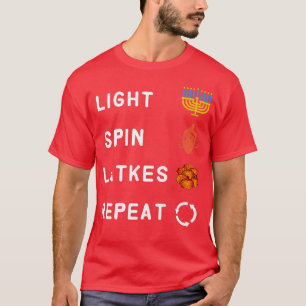 T-shirt Hanoukka Léger Menorah Spin The Dreidel Eat Latkes