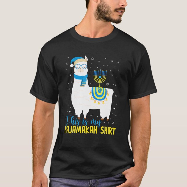 T-shirt Hanoukka Llama Christmas Joyeux Llamakah Pajamas F (Devant)