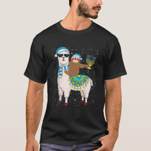 T-shirt Hanoukka Llamakah Llama Sloth Happy Hanoukka