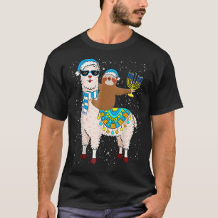 T-shirt Hanoukka Llamakah Llama Sloth Happy Hanoukka Chanu