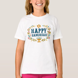 T-shirt HANOUKKA Menorah couronne florale Juive Holiday
