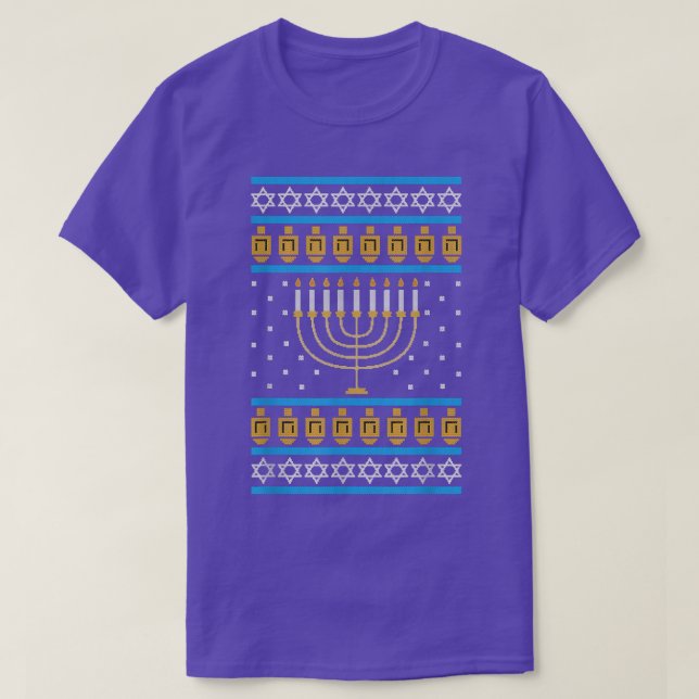 T-shirt Hanoukka Ugly Sweater Funny Noël ou Ho juif (Design devant)