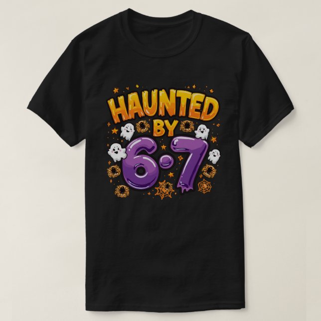 T-shirt Hantée par 6-7 Fantômes et araignées d'Halloween (Design devant)