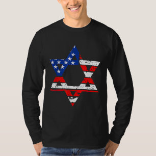 T-shirt Hanukah American Flag Star Of David - Juif Chanu