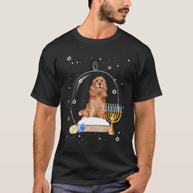 T-shirt Hanukkah Cocker Spaniel. Dog Snow Globe Pajama (Devant)