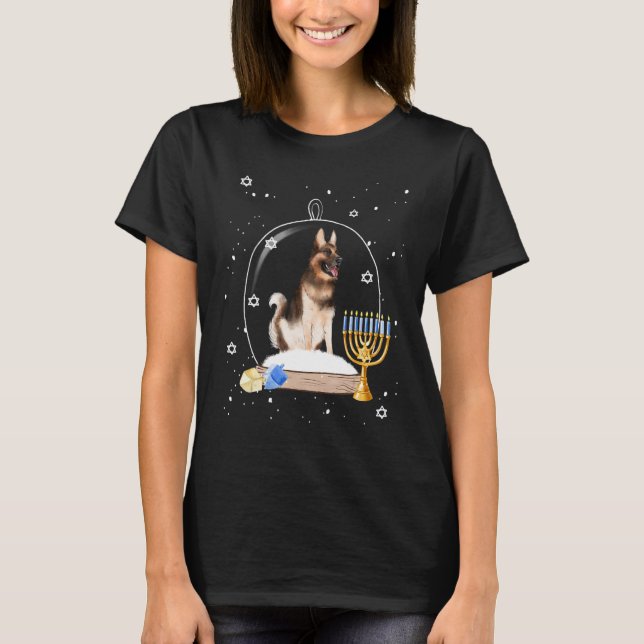 T-shirt Hanukkah German Shepard Dog Snow Globe Pajama (Devant)
