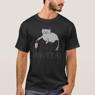 T-shirt Hanukkat - Hanoukka Cat-Jouer Avec-Dreidel