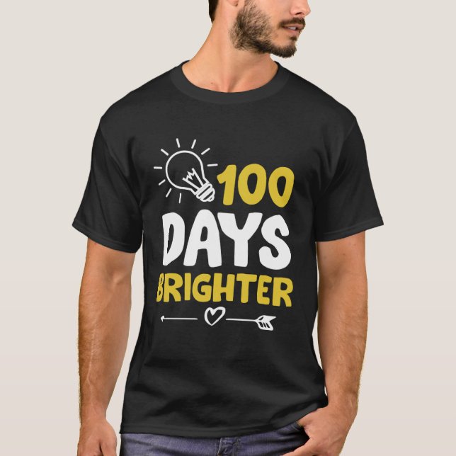T-shirt Happy 100 Days Brighter School Bright Light Bulb G (Devant)