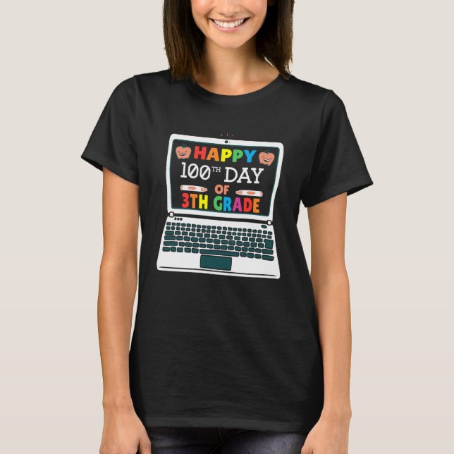 T-shirt Happy 100 Days Of 4th Grade Elementary Teacher Kid (Devant)