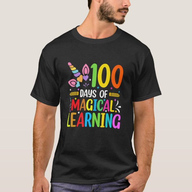 T-shirt Happy 100 Days Of School Magical Learning Shirt Un (Devant)