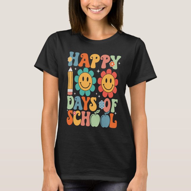T-shirt Happy 100 Days of School Retro (Devant)