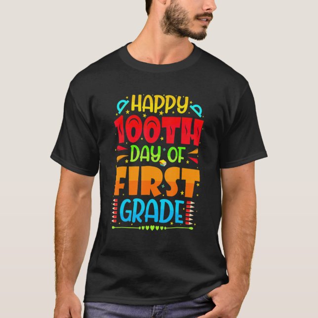 T-shirt Happy 100th Day Of 1st Grade 100 School Days Teach (Devant)