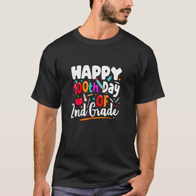 T-shirt Happy 100th Day Of 2nd Grade  Outfit for Teachers  (Devant)