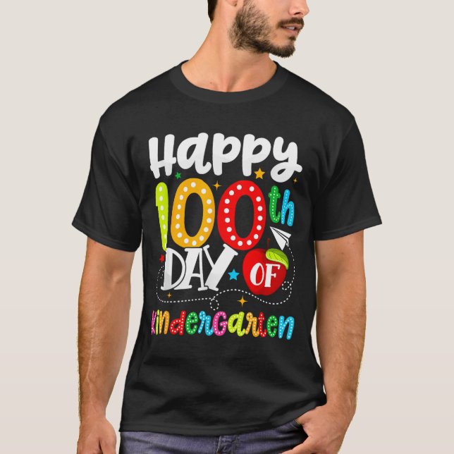 T-shirt Happy 100th Day Of Kindergarten Funny Teachers Stu (Devant)