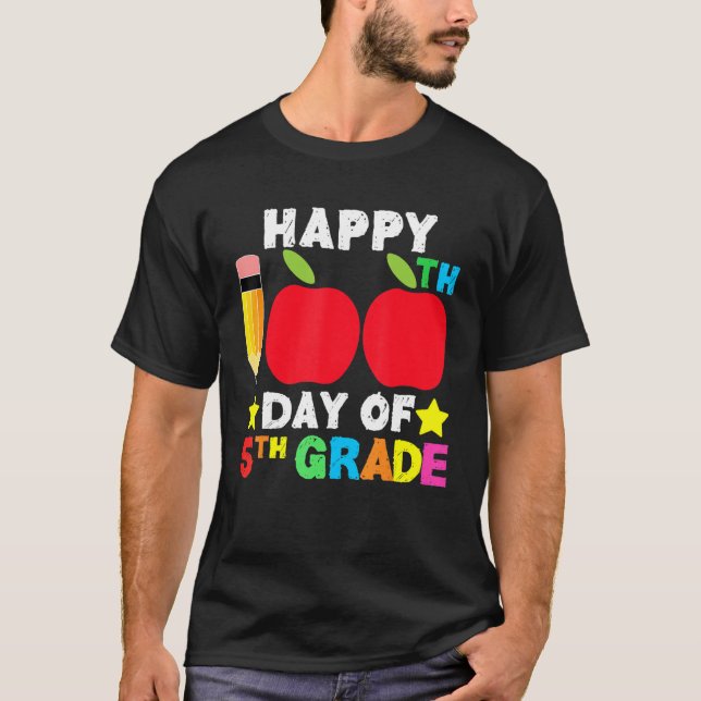 T-shirt Happy 100th Day of School 5th Grade Student and Te (Devant)