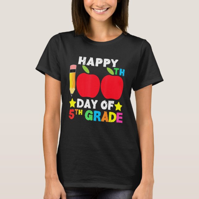T-shirt Happy 100th Day of School 5th Grade Student and Te (Devant)