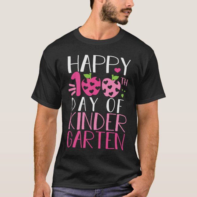 T-shirt Happy 100th Day of School Kindergarten Teacher Stu (Devant)
