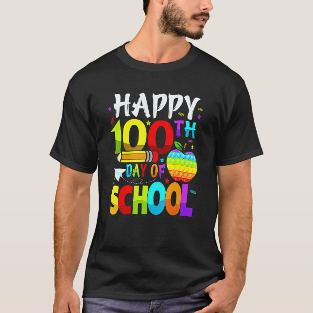 T-shirt Happy 100th Day Of School Teacher Rainbow 100 Days (Devant)