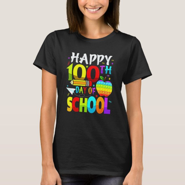 T-shirt Happy 100th Day Of School Teacher Rainbow 100 Days (Devant)