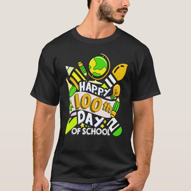 T-shirt Happy 100th day of school teacher student 100 days (Devant)