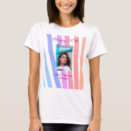 T-shirt Happy 20th Birthday rainbow rustic boho lines phot