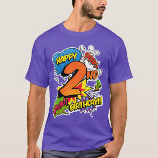 T-shirt Happy 2nd Birthday Boys Comic Style superpower Sup