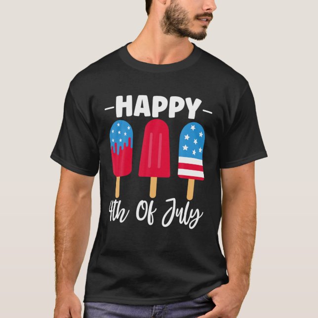 T-shirt Happy 4 juillet Popsicle Patriotic USA America F (Devant)
