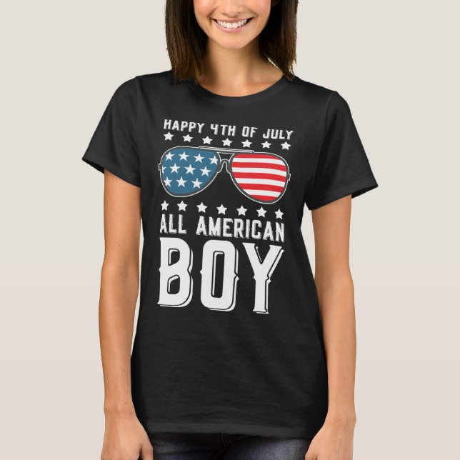 T-shirt Happy 4th of July All American Boy (Devant)