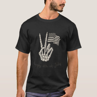 T-shirt Happy 4Th Of July American Flag Peace Sign