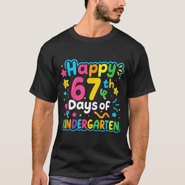 T-shirt Happy 67th Day Of Kindergarten School Meme 67 Kids (Devant)