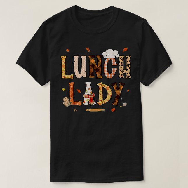 T-shirt Happy Autumn Fall Lunch Lady , Leopard  (Design devant)