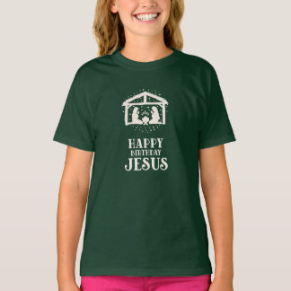 T-shirt Happy Birthday Jesus Nativity Scene Christmas