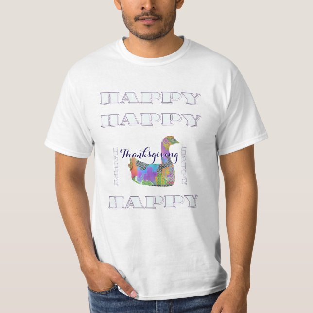 T-shirt HAPPY Bon thanksgiving White (Devant)