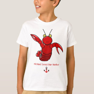 T-shirt Happy Bright Red Lobster I Love Bar Harbour