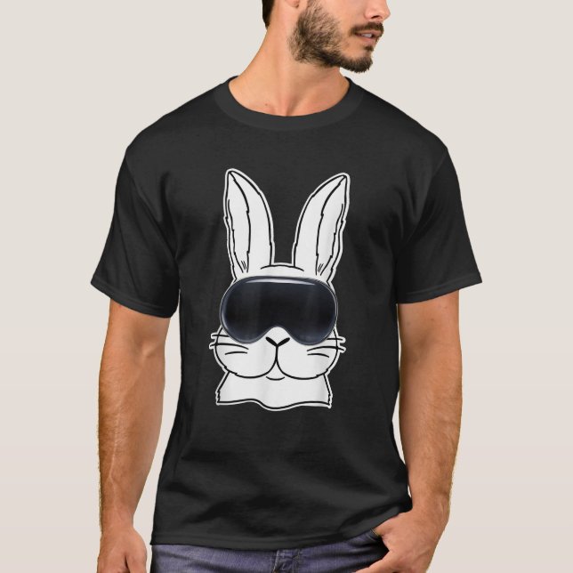 T-shirt Happy Bunny With VR Glasses Metaver Easter Day Dad (Devant)