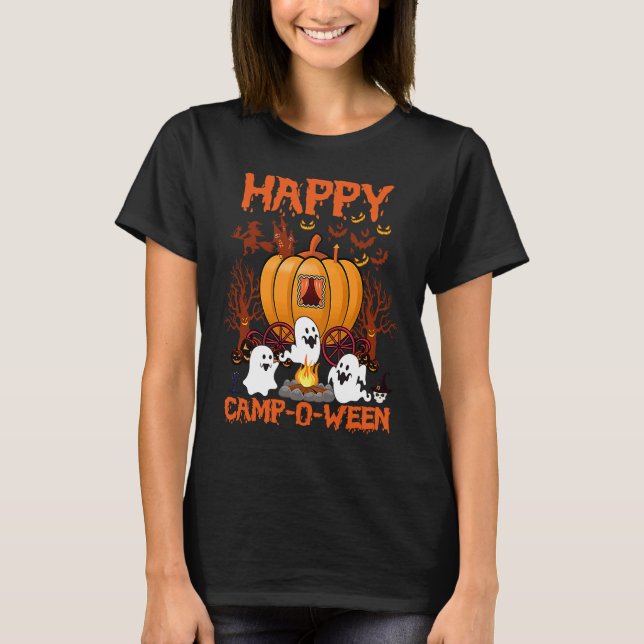 T-shirt Happy Camp O Ween Halloween Camping Camper (Devant)