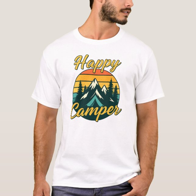 T-shirt Happy camper, camping vibes (Devant)