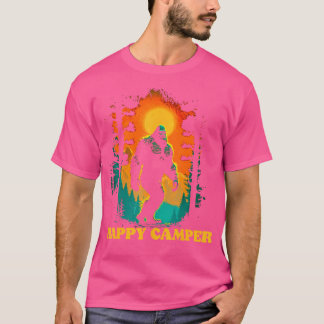 T-shirt Happy Camper Funny Bigfoot Randonnée Sasquatch Ret