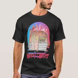 T-shirt Happy Camper Retro Sunset with Teardrop Camper