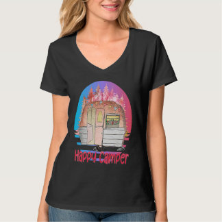 T-shirt Happy Camper Retro Sunset with Teardrop Camper