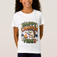 T-shirt Happy Camper Vibes Hérisson Mignon | Enfan