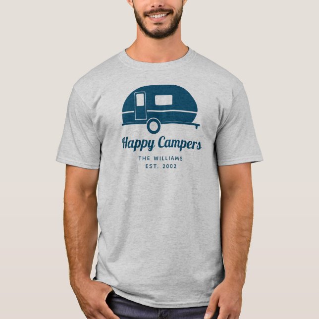 T-shirt Happy Campers Camping Grey de la Marine (Devant)